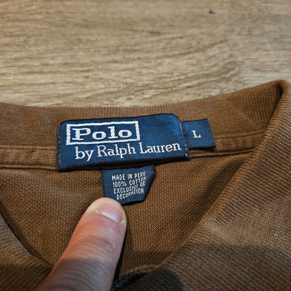 Polo Ralph Lauren Polo Shirt Mens Large Brown Pink Pony Cotton Casual - Picture 5 of 8